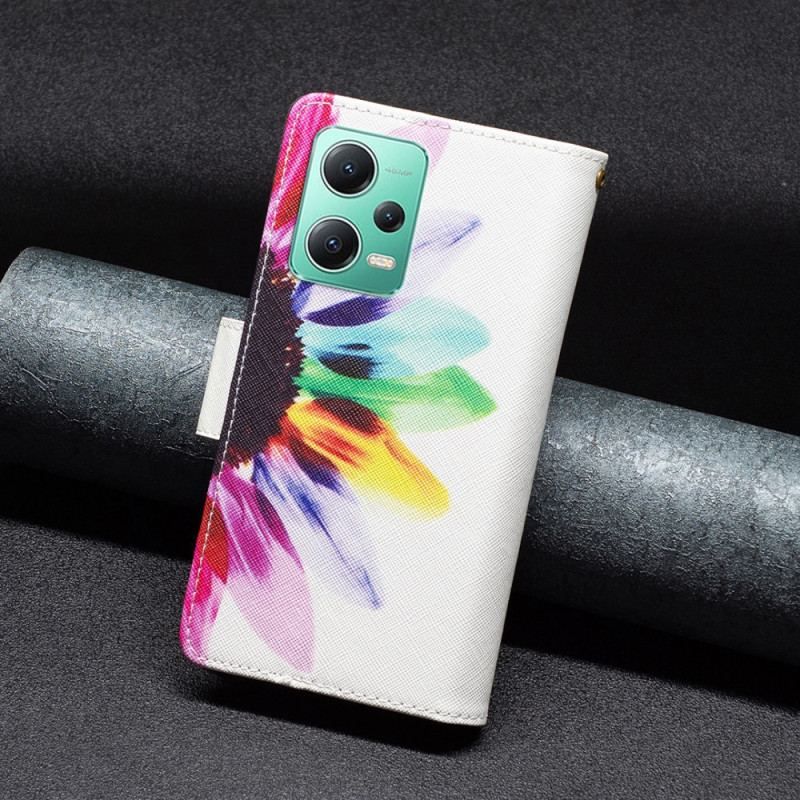 Housse Xiaomi Redmi Note 12/Poco X5 5G Poche Zippée Fleur