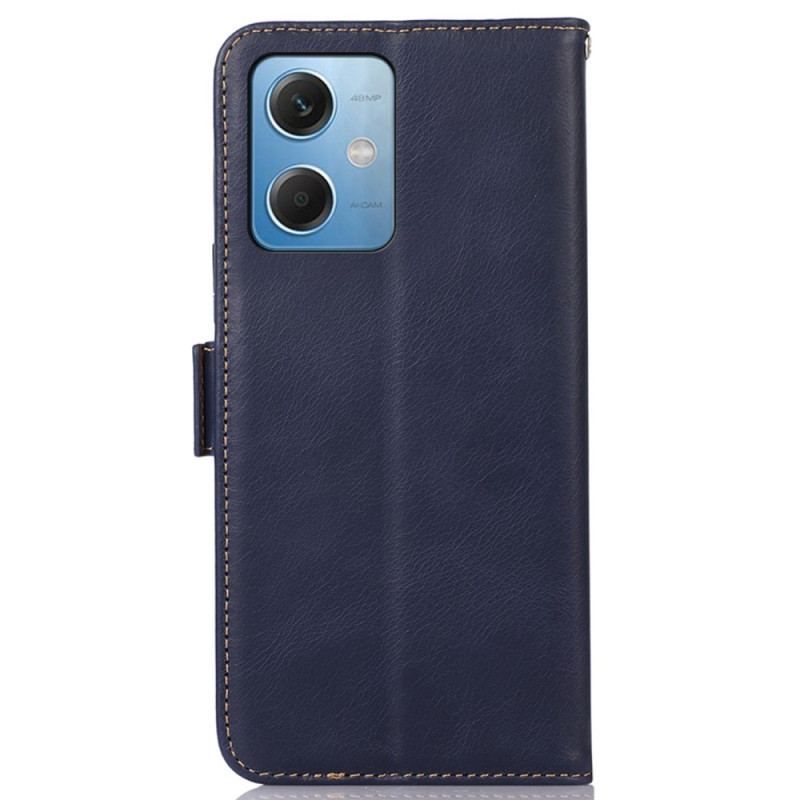 Housse Xiaomi Redmi Note 12/Poco X5 Véritable Cuir Fonction RFID