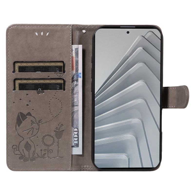 Housse Xiaomi Redmi Note 14 4G Abeille et Chat