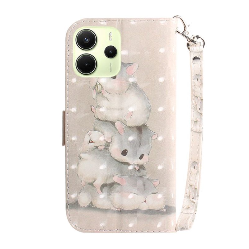 Housse Xiaomi Redmi Note 14 4G Hamsters à Lanière