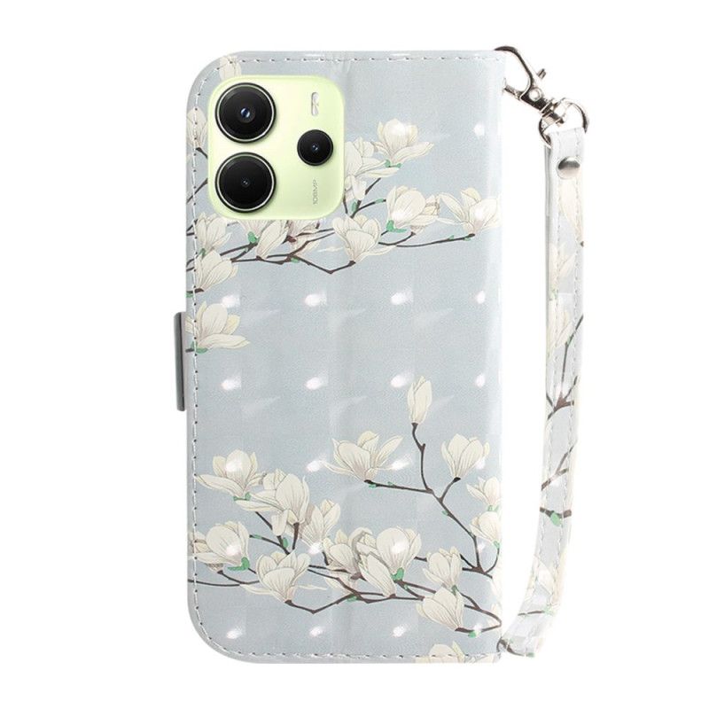 Housse Xiaomi Redmi Note 14 4G Magnolias à Lanière
