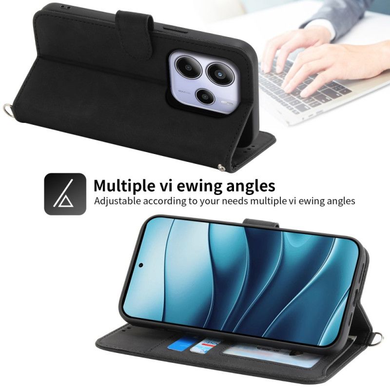 Housse Xiaomi Redmi Note 14 4G Motif Floral et Sangles