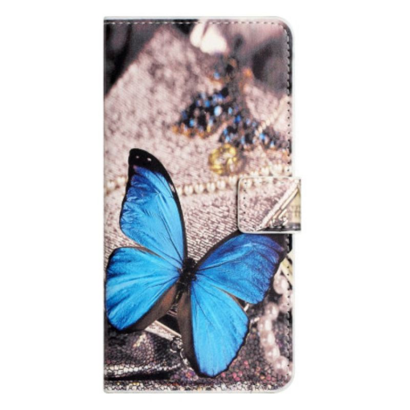 Housse Xiaomi Redmi Note 14 4G Papillon Bleu