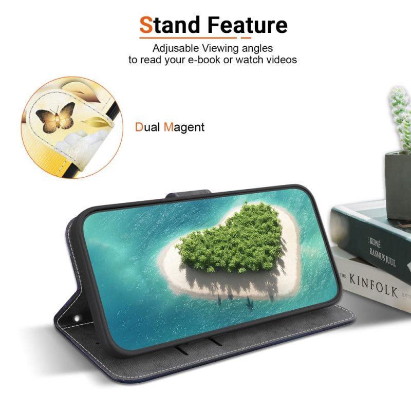 Housse Xiaomi Redmi Note 14 4G Papillons Dorés et Fleurs