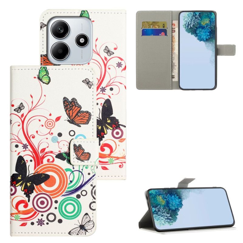 Housse Xiaomi Redmi Note 14 4G Papillons sur Fond Blanc Blanc