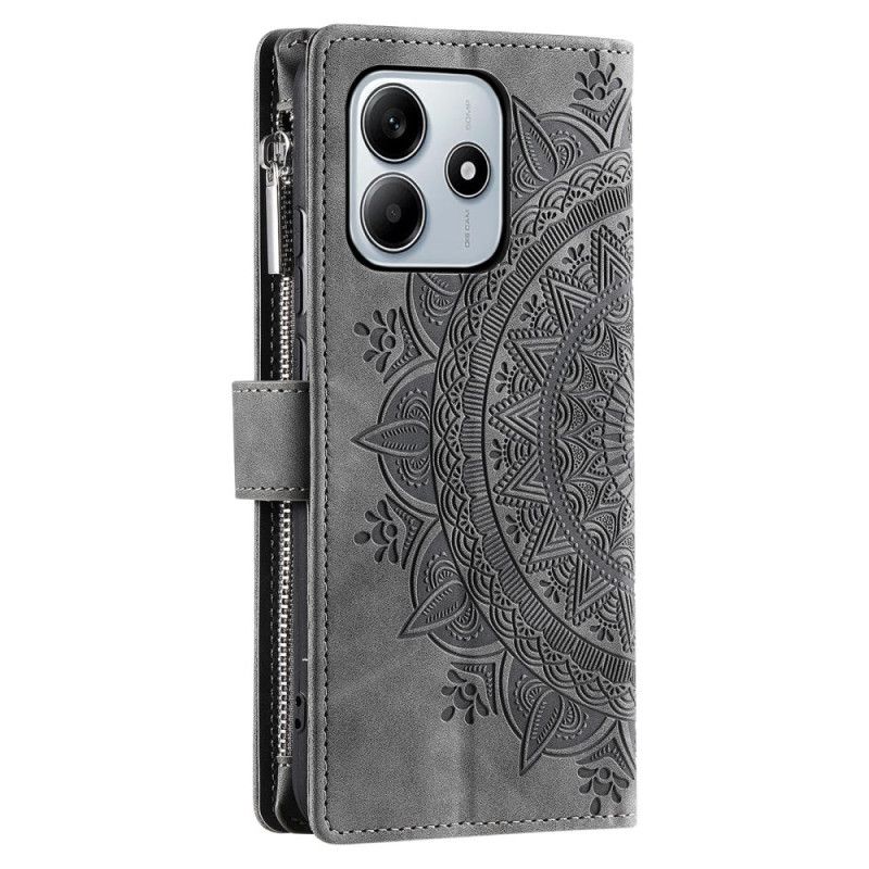 Housse Xiaomi Redmi Note 14 4G Portefeuille Effet Daim Mandala
