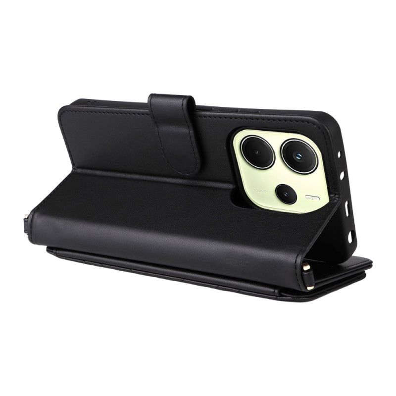 Housse Xiaomi Redmi Note 14 4G Portefeuille Premium avec Lanière et Bandoulière