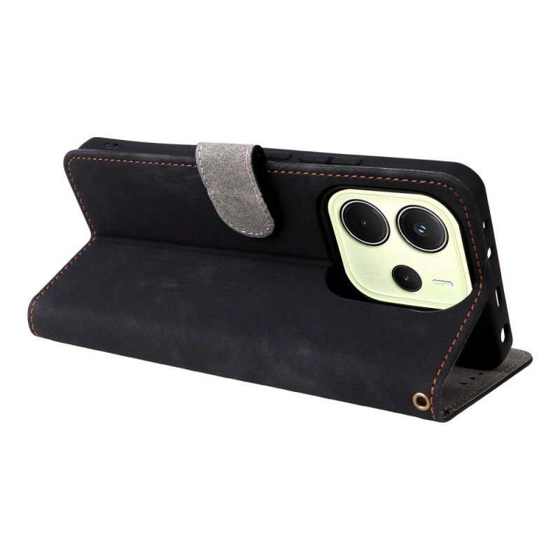 Housse Xiaomi Redmi Note 14 4G Protection RFID Effet Daim à Lanière