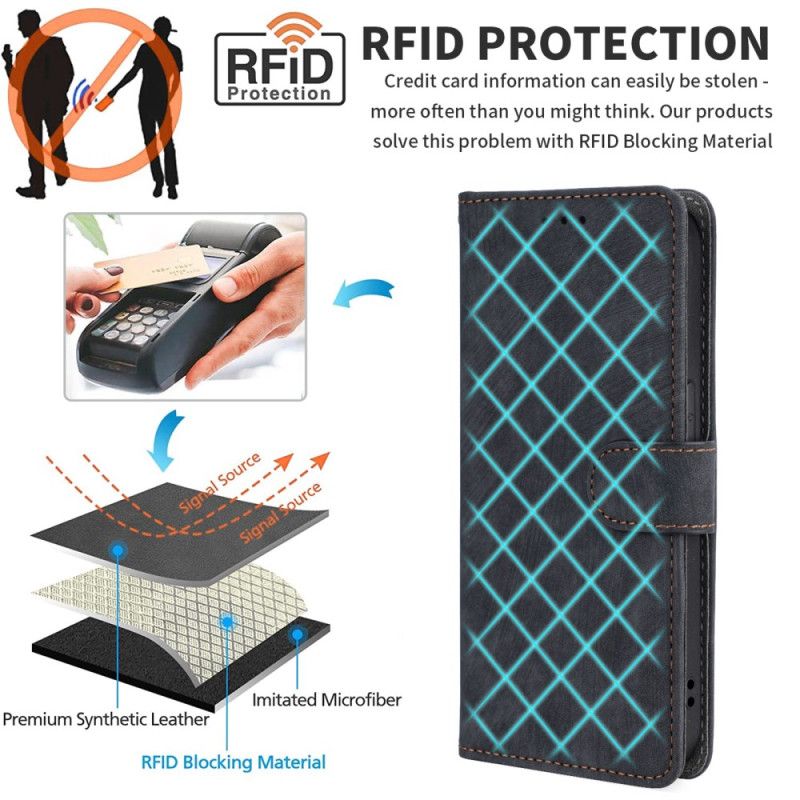 Housse Xiaomi Redmi Note 14 4G Protection RFID Effet Daim à Lanière