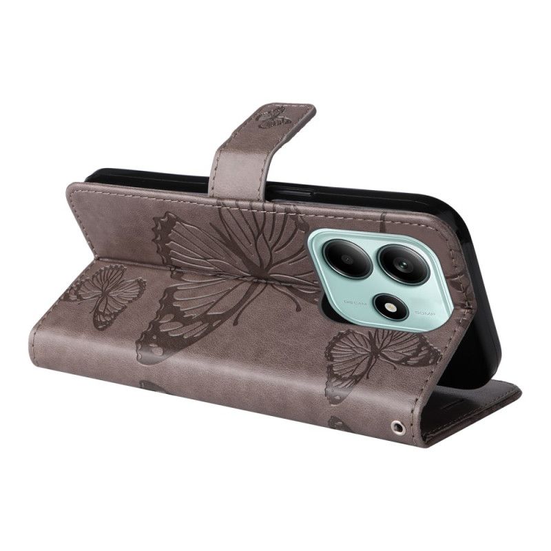 Housse Xiaomi Redmi Note 14 5G Papillons Géants à Lanière