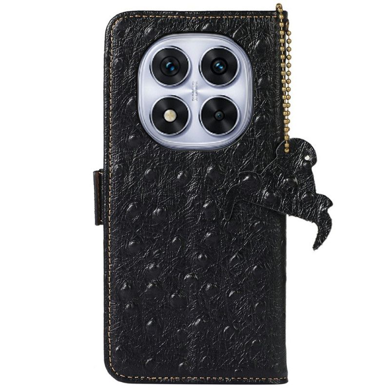 Housse Xiaomi Redmi Note 14 Pro 4G Blocage RFID en Cuir Texture Autruche