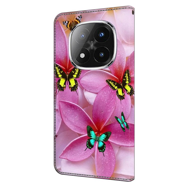 Housse Xiaomi Redmi Note 14 Pro 4G Fleurs Roses et Papillons