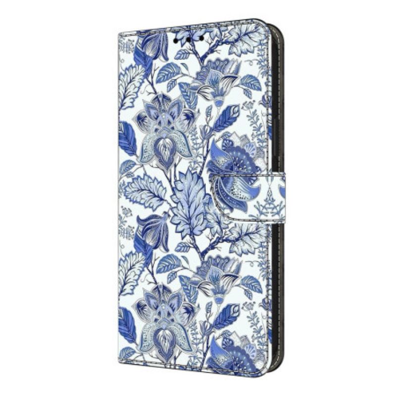 Housse Xiaomi Redmi Note 14 Pro 4G Motif Floral Bleu