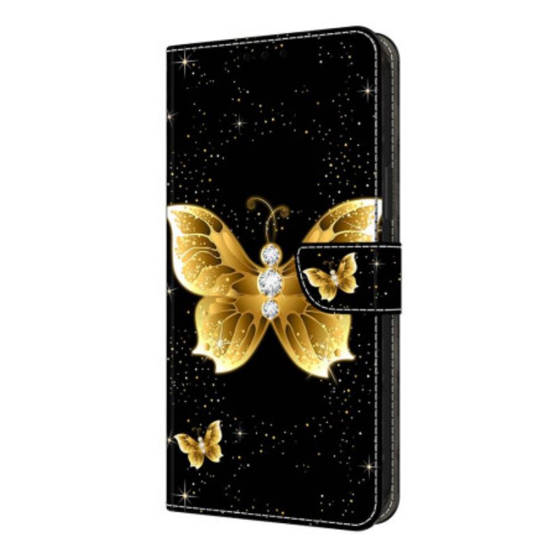 Housse Xiaomi Redmi Note 14 Pro 4G Papillons Dorés