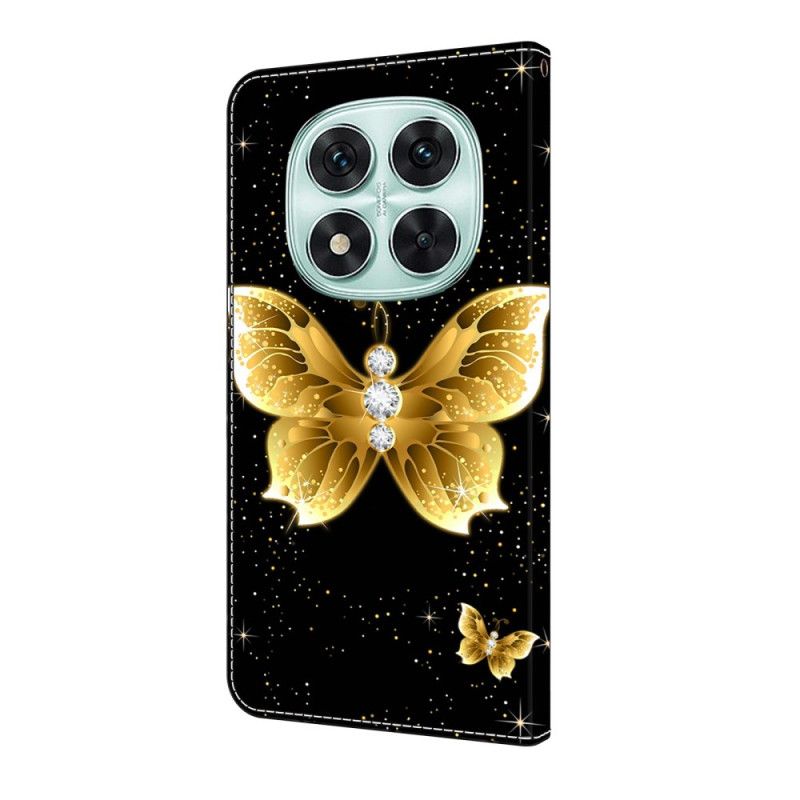 Housse Xiaomi Redmi Note 14 Pro 4G Papillons Dorés