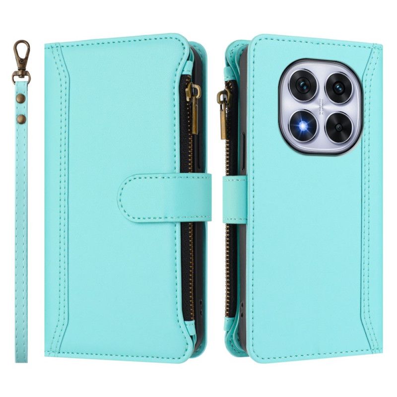 Housse Xiaomi Redmi Note 14 Pro 4G Portefeuille 9 Porte-Cartes avec Lanière