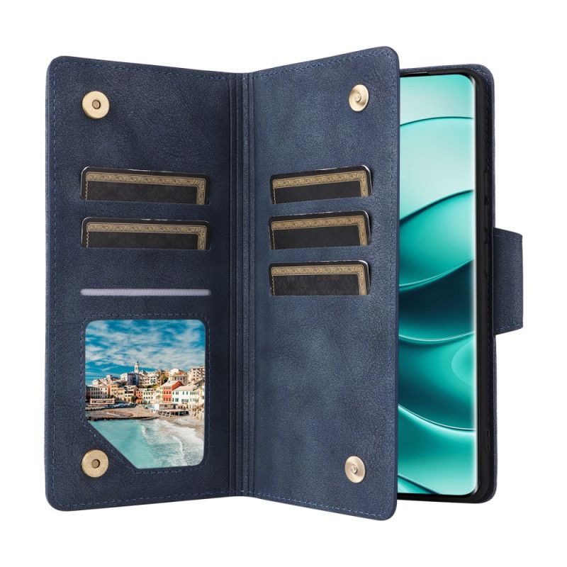 Housse Xiaomi Redmi Note 14 Pro 4G Portefeuille Zippé avec Lanière