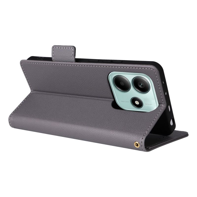 Housse Xiaomi Redmi Note 14 Texture Litchi à Lanière