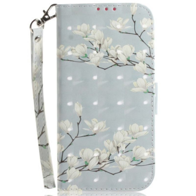 Housse Xiaomi Redmi Note 14S Magnolias à Lanière