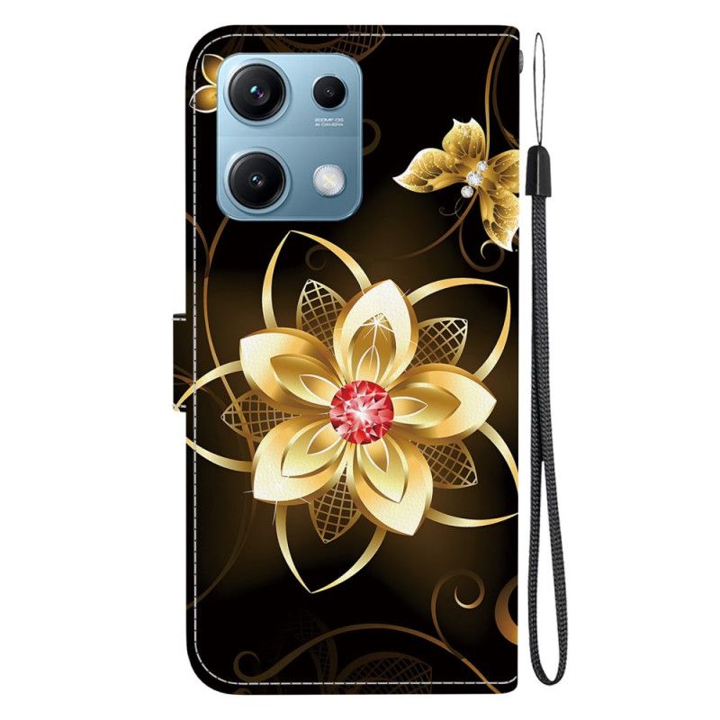 Housse Xiaomi Redmi Note 14S Motif Floral Doré