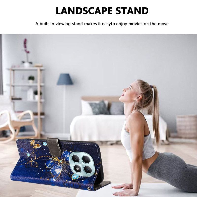 Housse Xiaomi Redmi Note 15 5G / 4G / Poco M8 5G Papillon Bleu