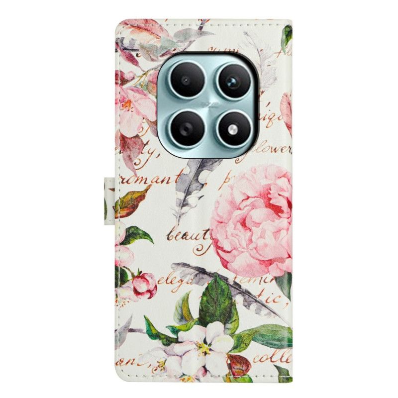 Housse Xiaomi Redmi Note 15 5G / Poco M8 5G Fleurs et Feuilles Vertes