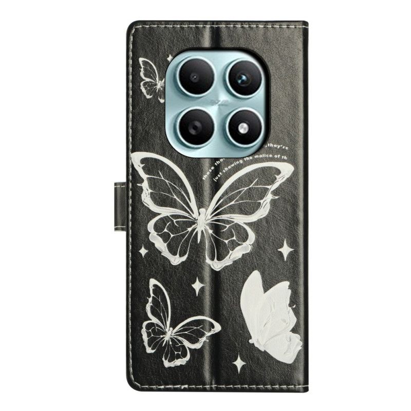 Housse Xiaomi Redmi Note 15 5G / Poco M8 5G Papillons Noirs et Blancs