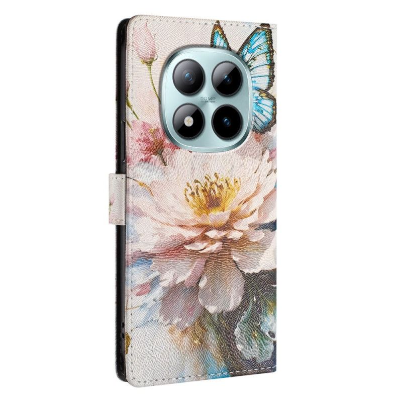 Housse Xiaomi Redmi Note 15 Pro Plus 5G / Poco M8 Pro 5G Fleur et Papillon Bleu