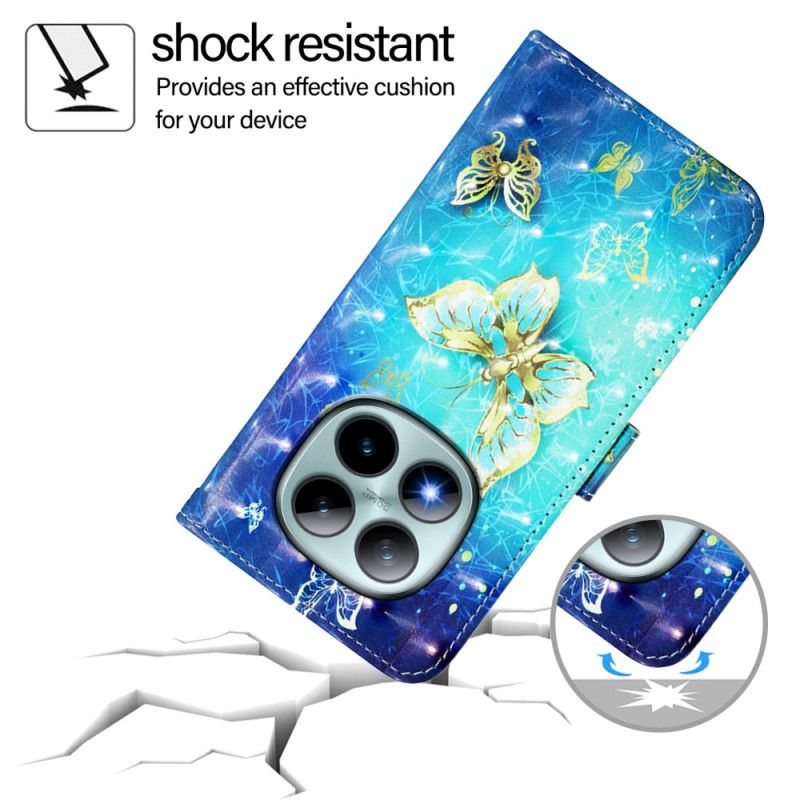 Housse Xiaomi Redmi Note 15 Pro Plus 5G / Poco M8 Pro 5G Papillons Dorés