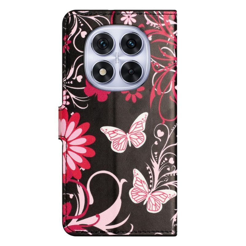 Housse Xiaomi Redmi Note 15 Pro Plus 5G / Poco M8 Pro 5G Papillons sur Fond Noir