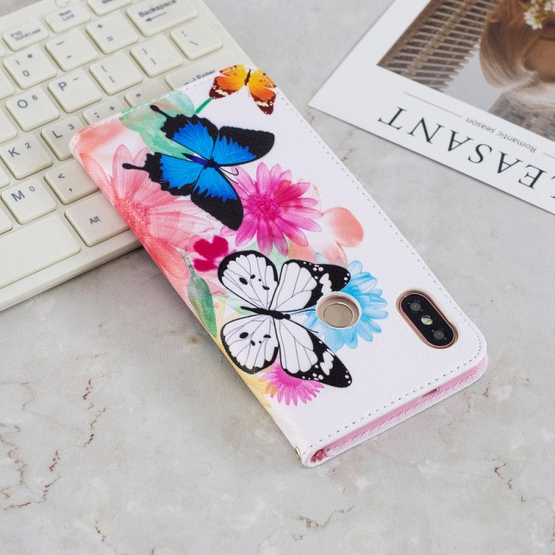 Housse Xiaomi Redmi Note 5 Papillons Et Fleurs Peints