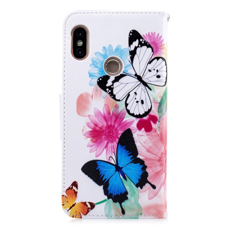 Housse Xiaomi Redmi Note 5 Papillons Et Fleurs Peints