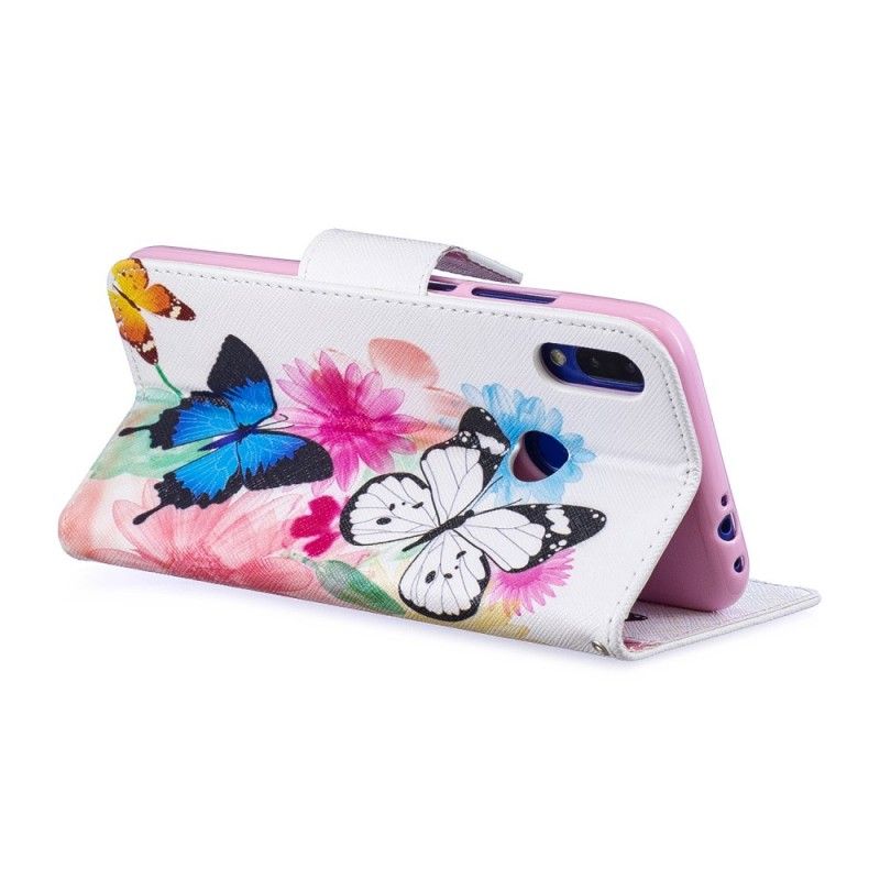 Housse Xiaomi Redmi Note 7 Papillons Et Fleurs Peints