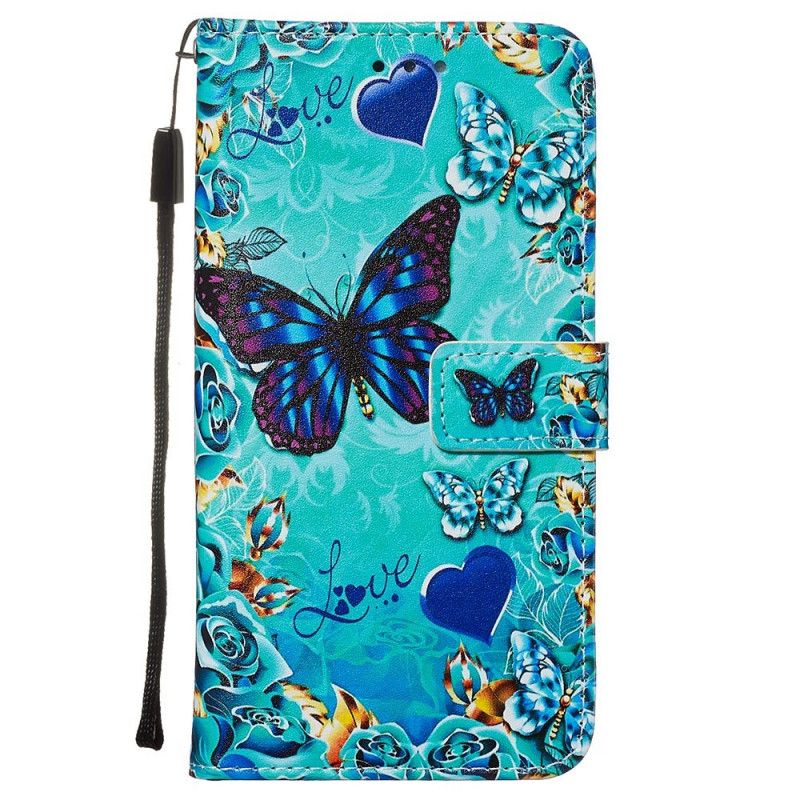 Housse Xiaomi Redmi Note 8 Love Butterflies À Lanière