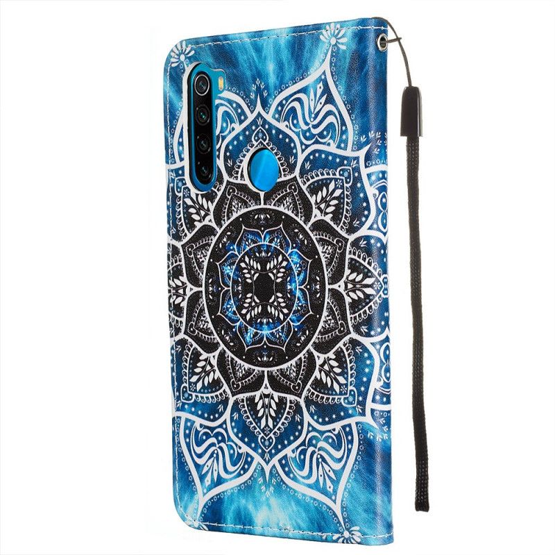 Housse Xiaomi Redmi Note 8 Mandala Noir À Lanière