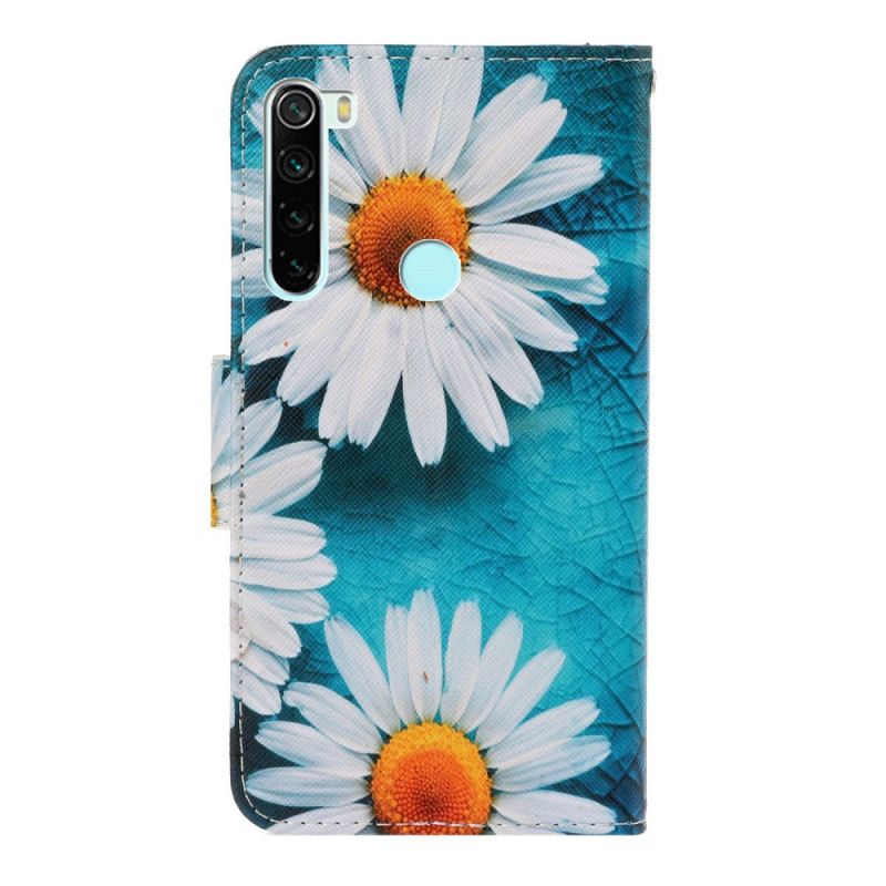 Housse Xiaomi Redmi Note 8 Marguerites À Lanière