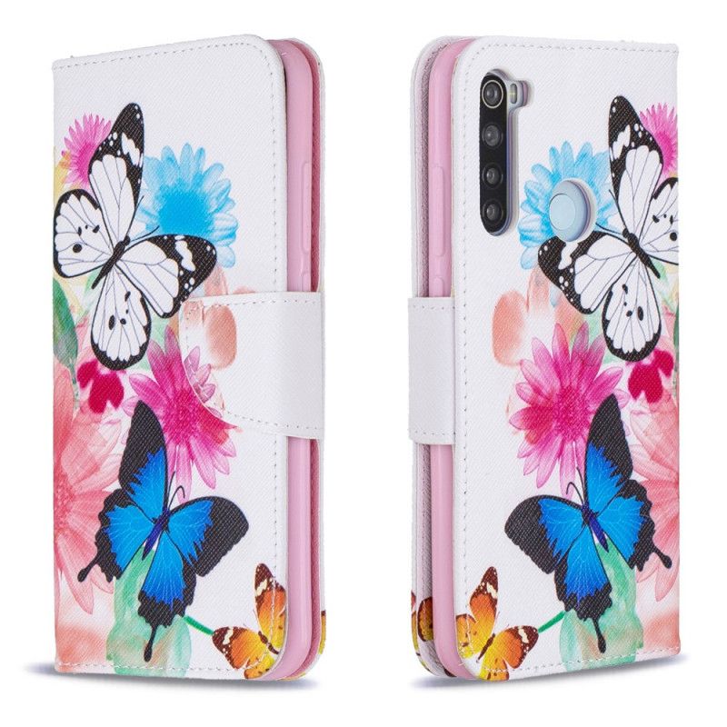 Housse Xiaomi Redmi Note 8 Papillons Et Fleurs Peints