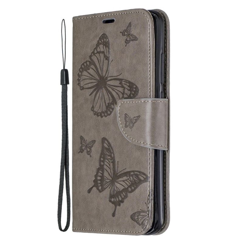 Housse Xiaomi Redmi Note 8 Papillons Imprimés À Lanière