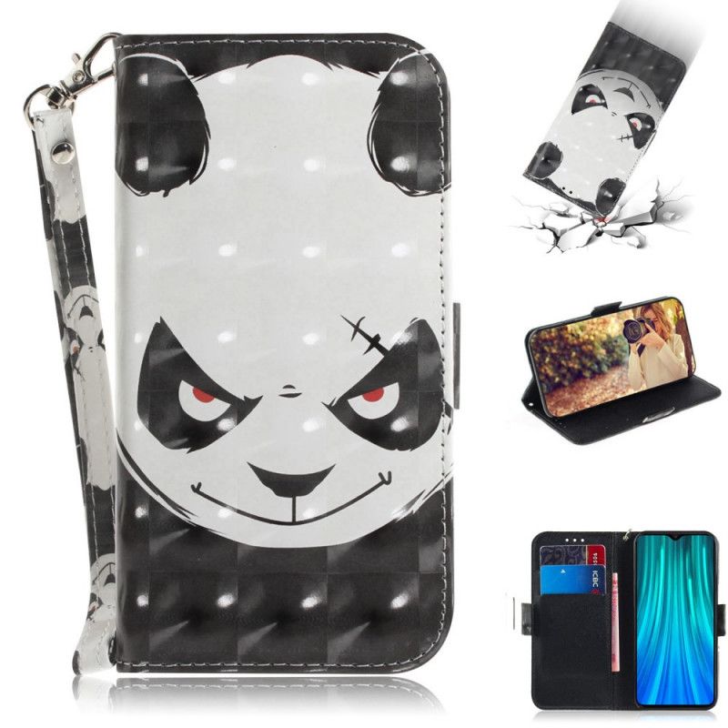 Étui Housse Xiaomi Redmi Note 8 Pro Angry Panda À Lanière