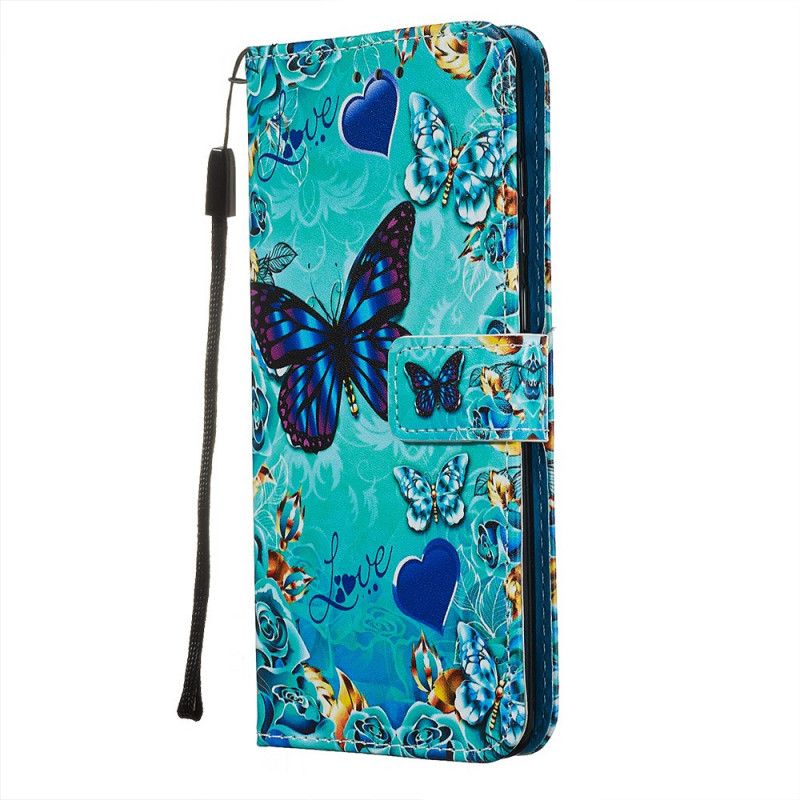 Étui Housse Xiaomi Redmi Note 8 Pro Love Butterflies À Lanière