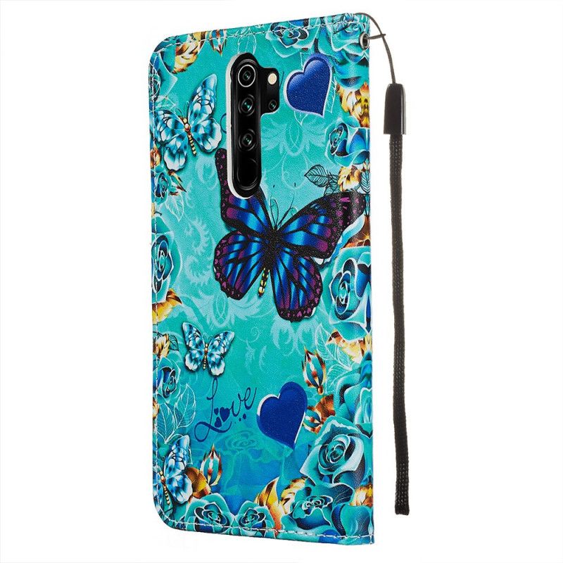 Étui Housse Xiaomi Redmi Note 8 Pro Love Butterflies À Lanière