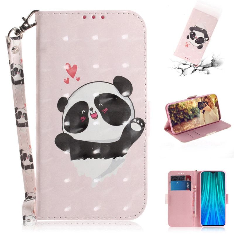 Étui Housse Xiaomi Redmi Note 8 Pro Panda Love À Lanière