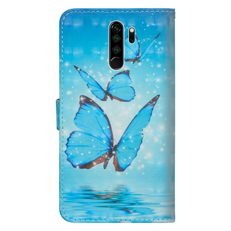 Housse Xiaomi Redmi Note 8 Pro Papillons Bleus Volants