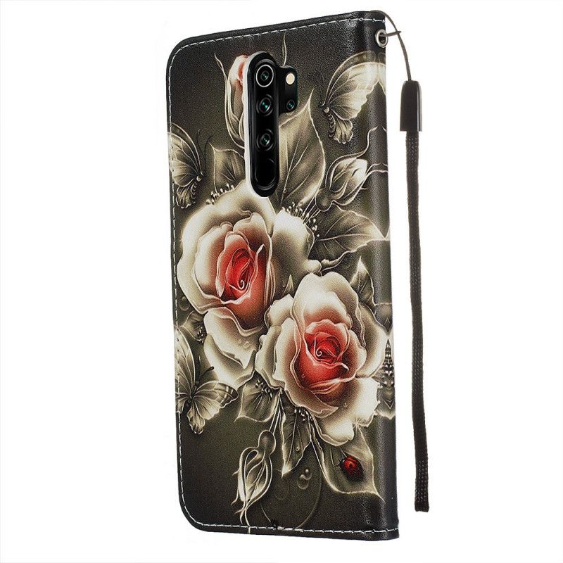 Housse Xiaomi Redmi Note 8 Pro Rose Noire À Lanière