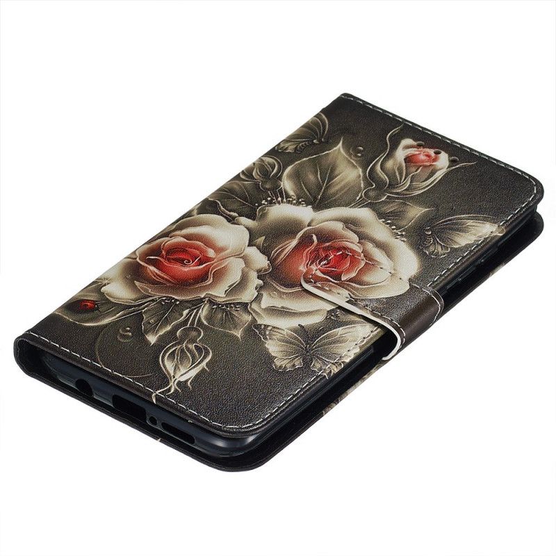 Housse Xiaomi Redmi Note 8 Pro Rose Noire À Lanière