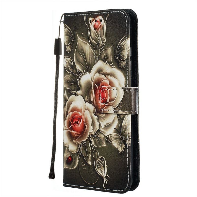 Housse Xiaomi Redmi Note 8 Rose Noire À Lanière