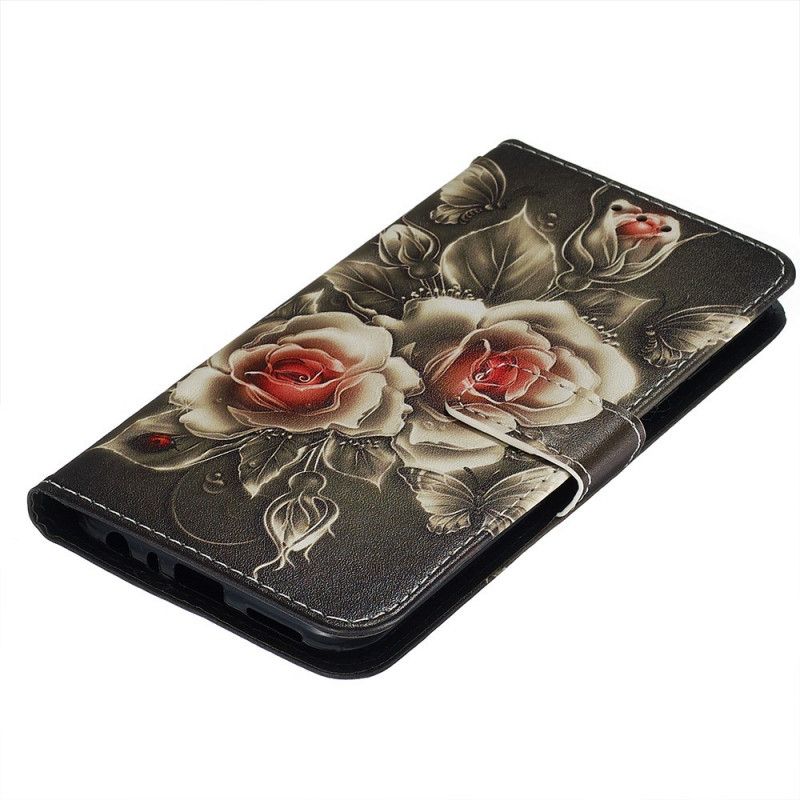 Housse Xiaomi Redmi Note 8 Rose Noire À Lanière