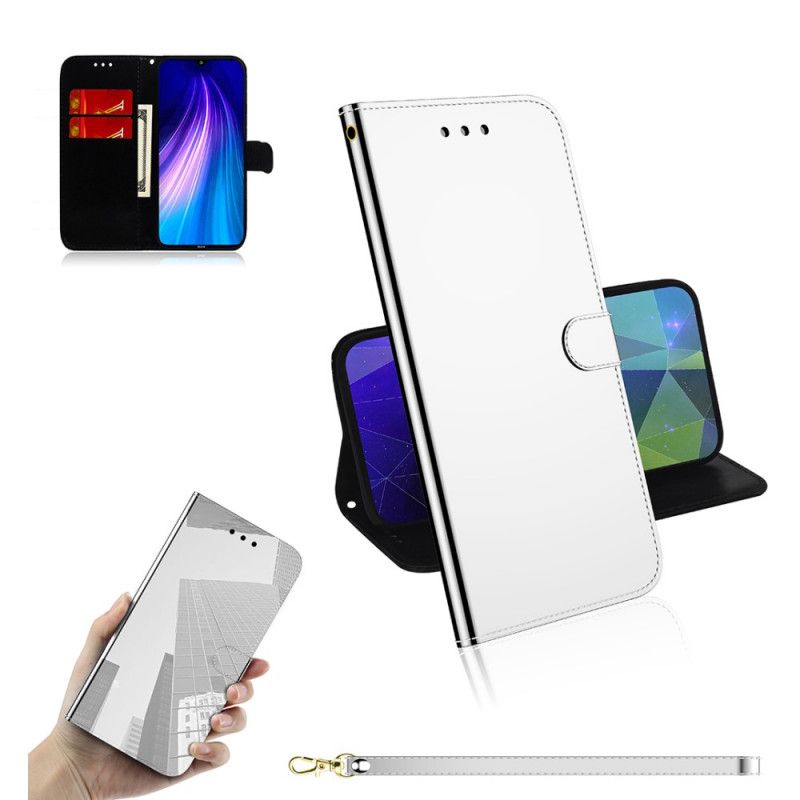 Étui Housse Xiaomi Redmi Note 8 Simili Cuir Couverture Miroir