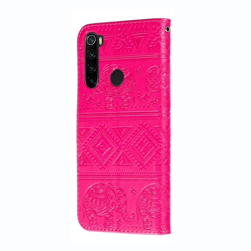 Housse Xiaomi Redmi Note 8 Simili Cuir Éléphants Tribaux