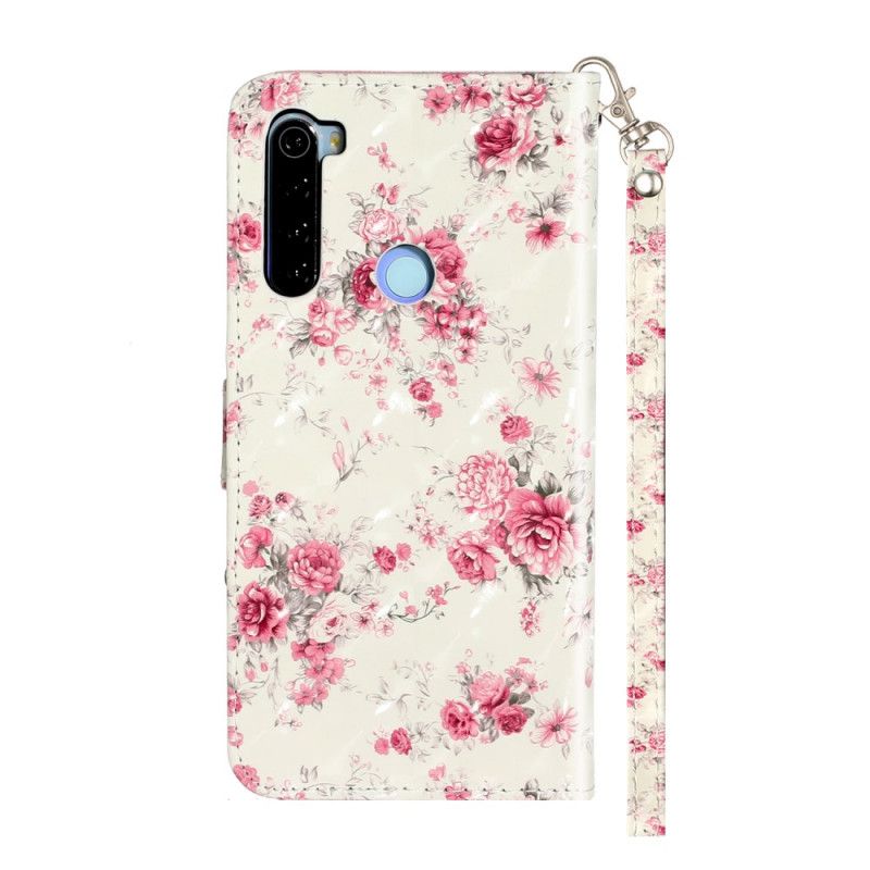 Étui Housse Xiaomi Redmi Note 8t Fleurs Light Spots À Lanière